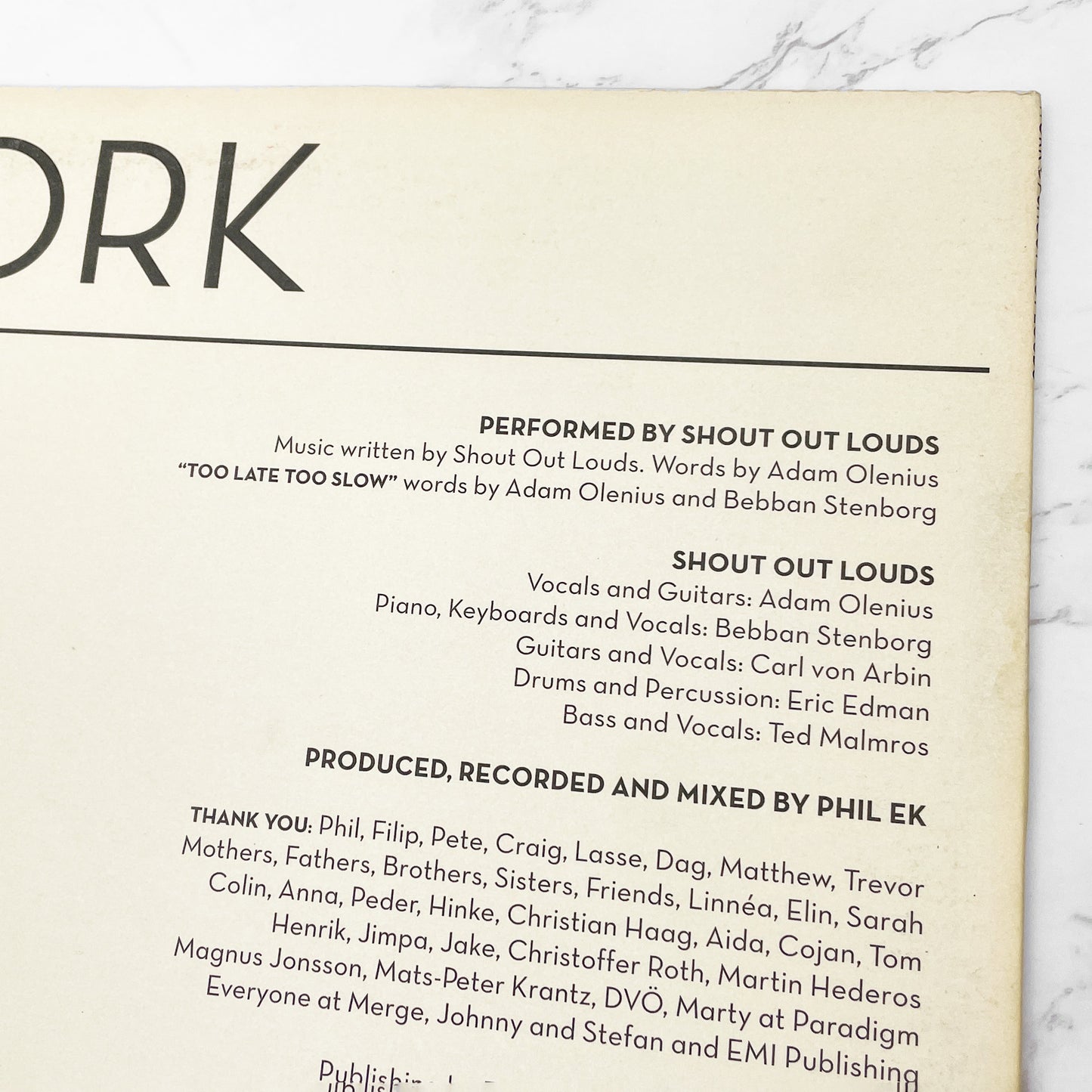 Shout Out Louds – Work [VINYL LP] 2010 • First Pressing! • Merge Records