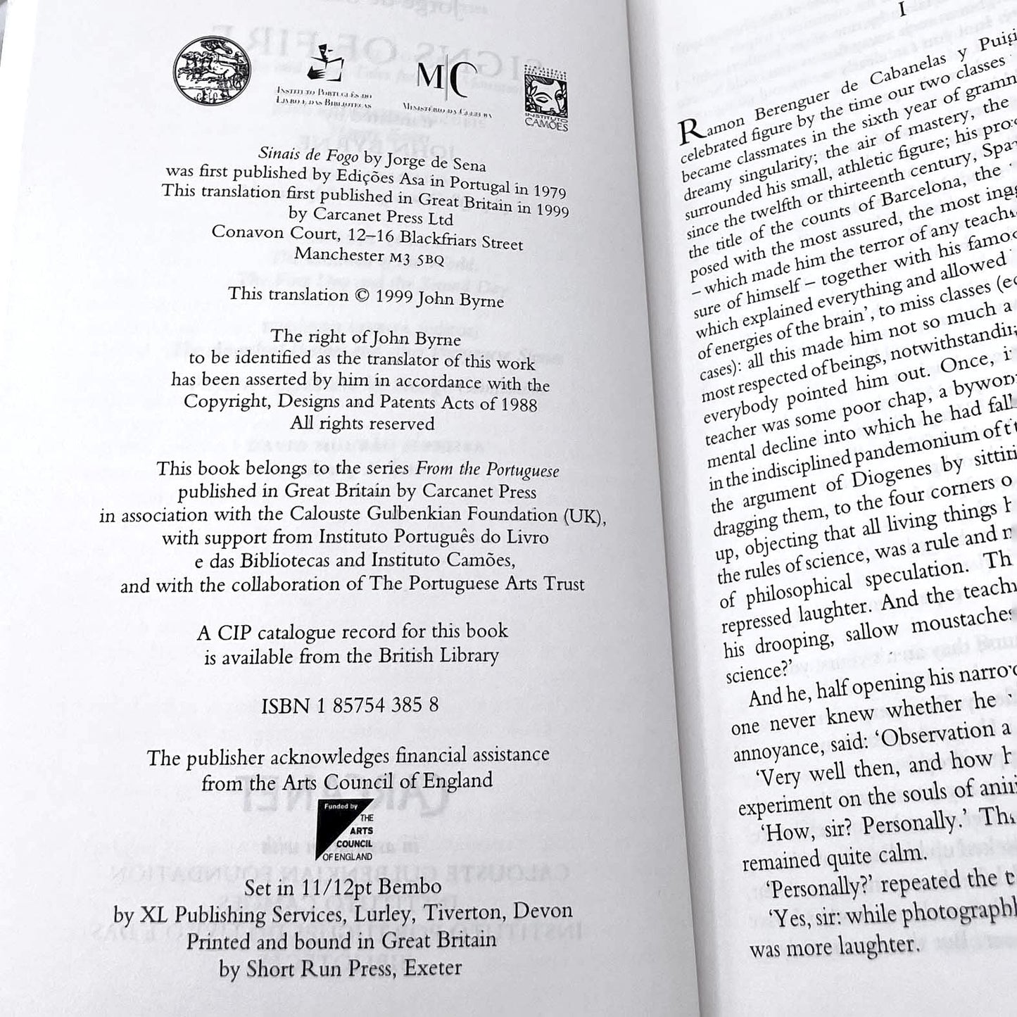 Signs of Fire by Jorge de Sena [U.K. TRADE PAPERBACK] 1999 • Carcanet • English Language First Edition