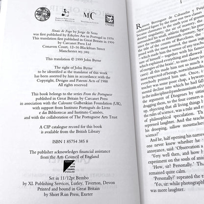 Signs of Fire by Jorge de Sena [U.K. TRADE PAPERBACK] 1999 • Carcanet • English Language First Edition