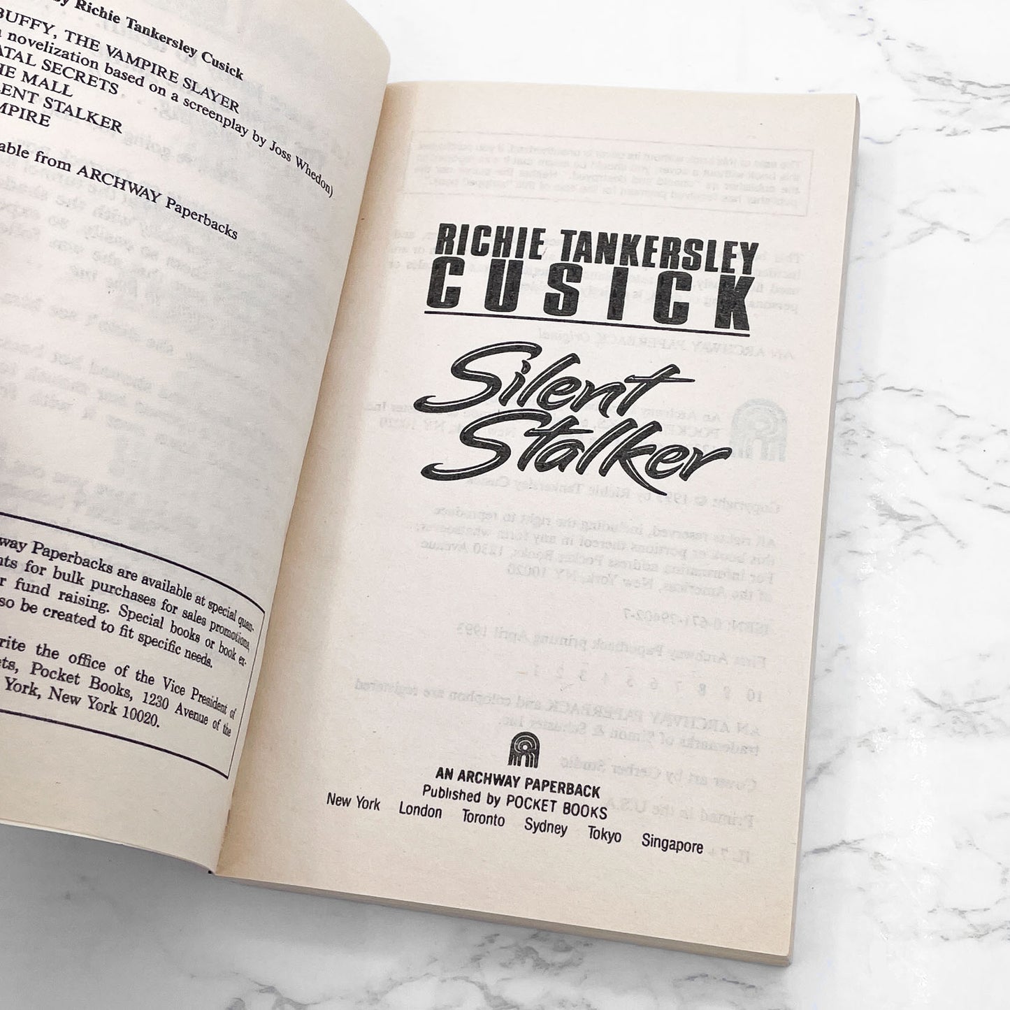 Silent Stalker by Richie Tankersley Cusick [FIRST PAPERBACK PRINTING] 1993 • Archway