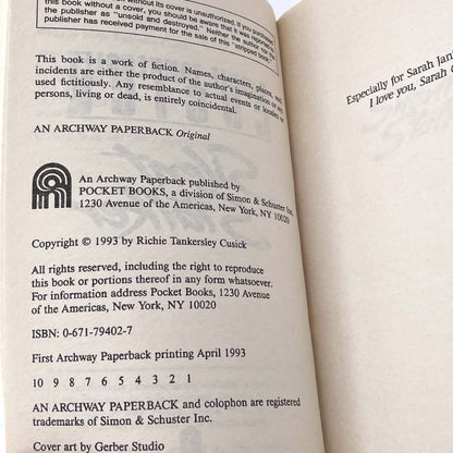 Silent Stalker by Richie Tankersley Cusick [FIRST PAPERBACK PRINTING] 1993 • Archway