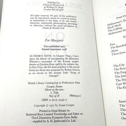 Silver On the Tree by Susan Cooper [U.K. FIRST EDITION] 1978 • Chatto & Windus • Dark is Rising #5