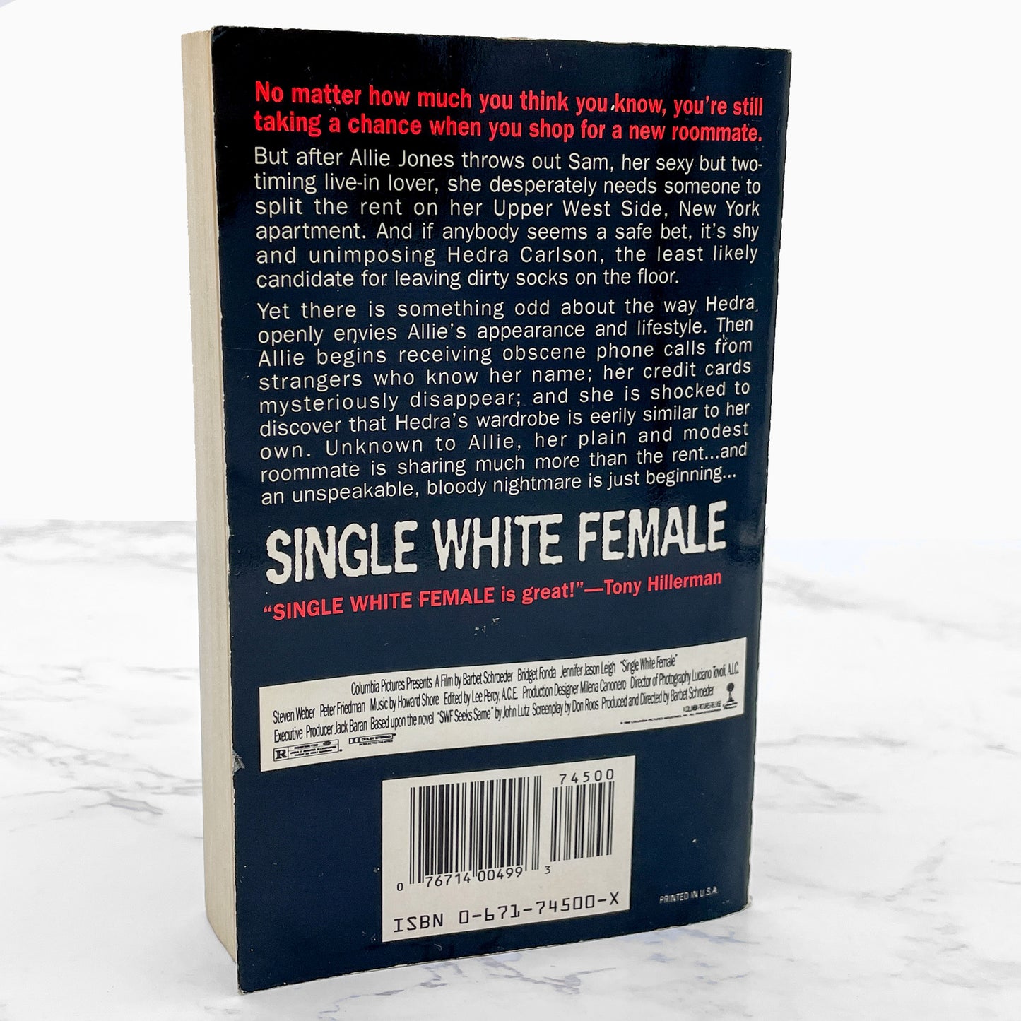 Single White Female 'aka' SWF Seeks Same by John Lutz [MOVIE TIE-IN PAPERBACK] 1992 • Pocket