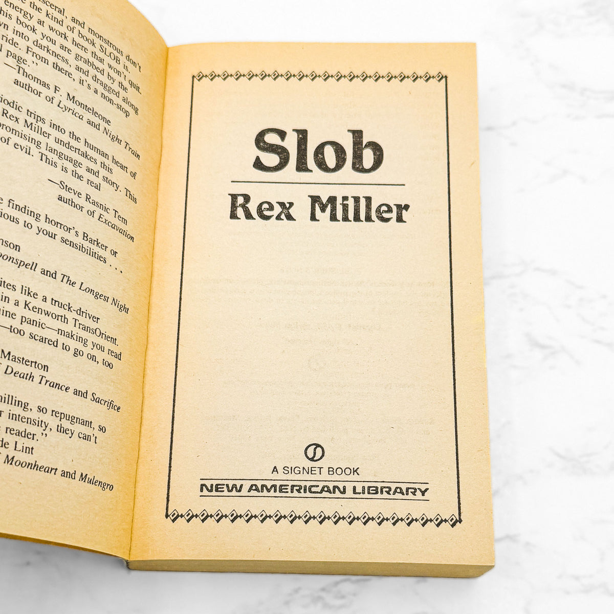 SLOB by Rex Miller [FIRST EDITION • FIRST PRINTING] 1987 • Signet