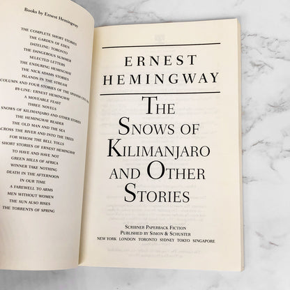 The Snows of Kilimanjaro & Other Stories by Ernest Hemingway [TRADE PAPERBACK] 1995