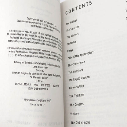 Solaris by Stanisław Lem [TRADE PAPERBACK] 2002 • Mariner Books