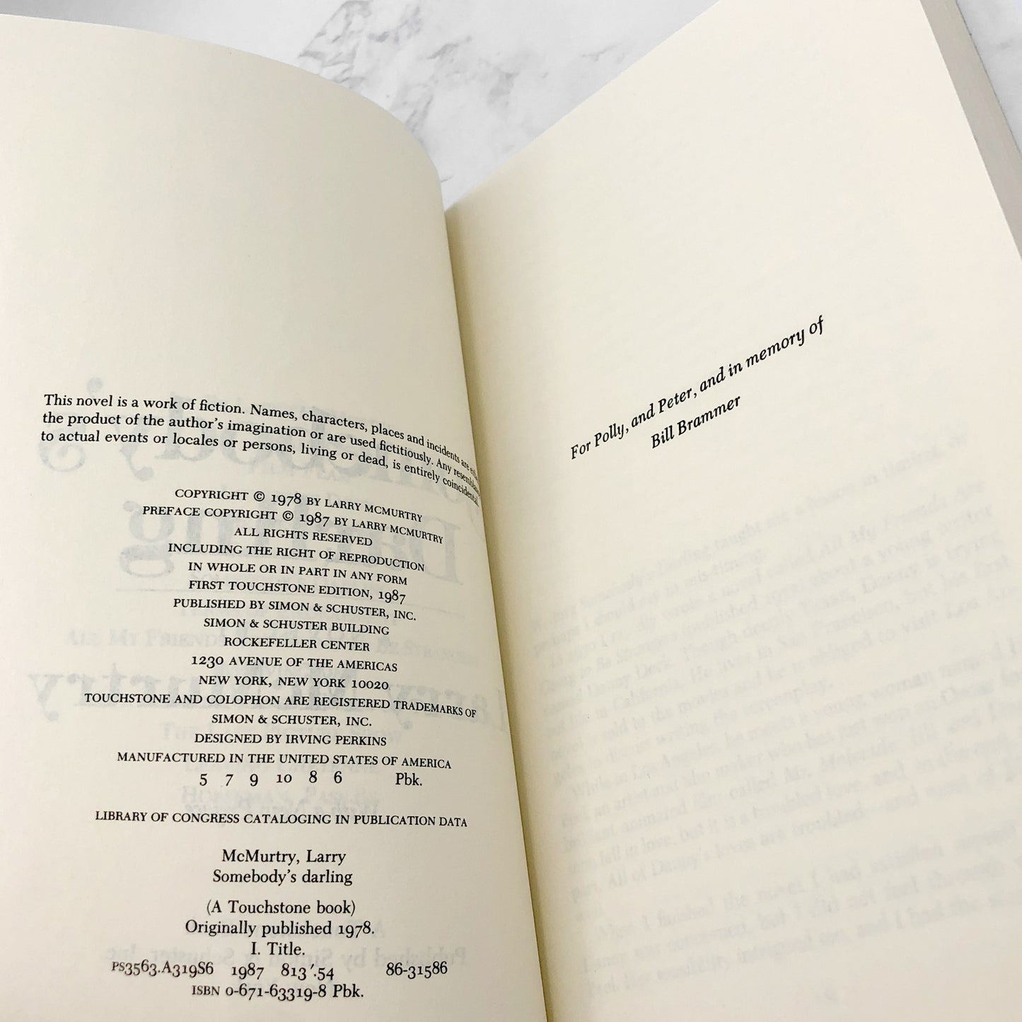 Somebody's Darling by Larry McMurtry [TRADE PAPERBACK] 1987 • Touchstone