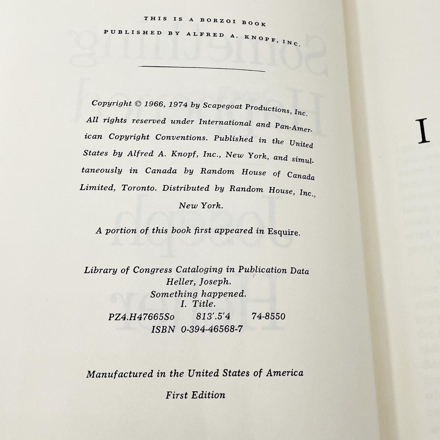 Something Happened by Joseph Heller [FIRST EDITION • FIRST PRINTING] 1974 • Knopf