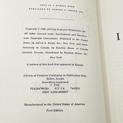Something Happened by Joseph Heller [FIRST EDITION • FIRST PRINTING] 1974 • Knopf
