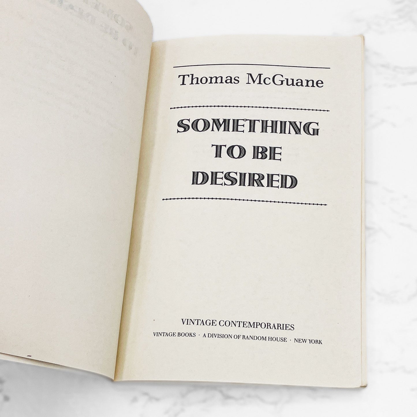 Something to Be Desired by Thomas McGuane [FIRST PAPERBACK PRINTING] 1985 • Vintage Contemporaries