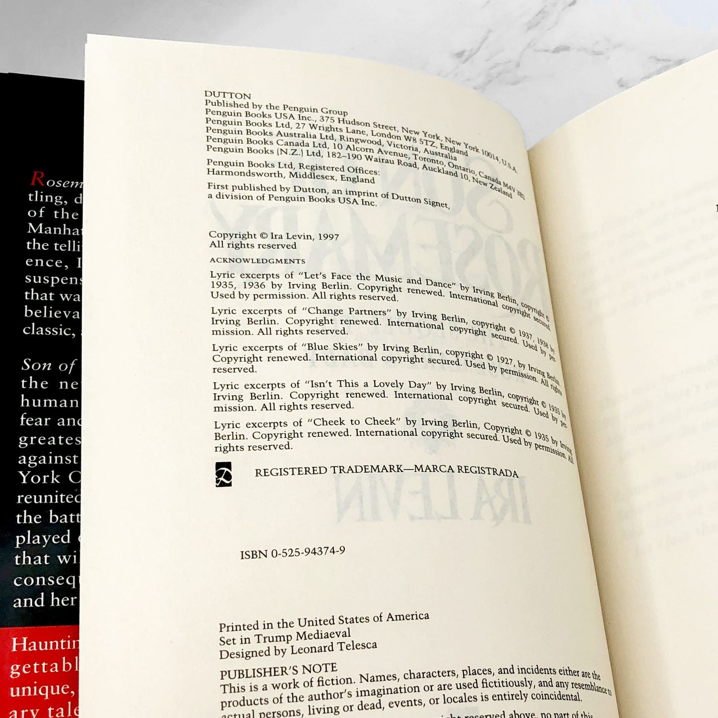 Son of Rosemary by Ira Levin [1997 HARDCOVER] • First Book Club Edition • Dutton • Mint!