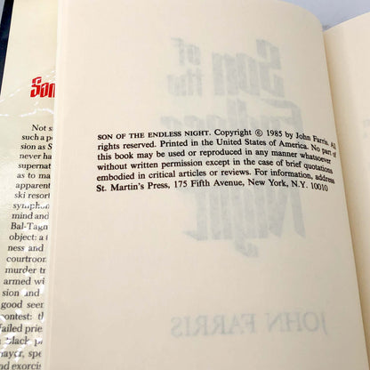 Son of the Endless Night by John Farris [1985 HARDCOVER] • St. Martin's