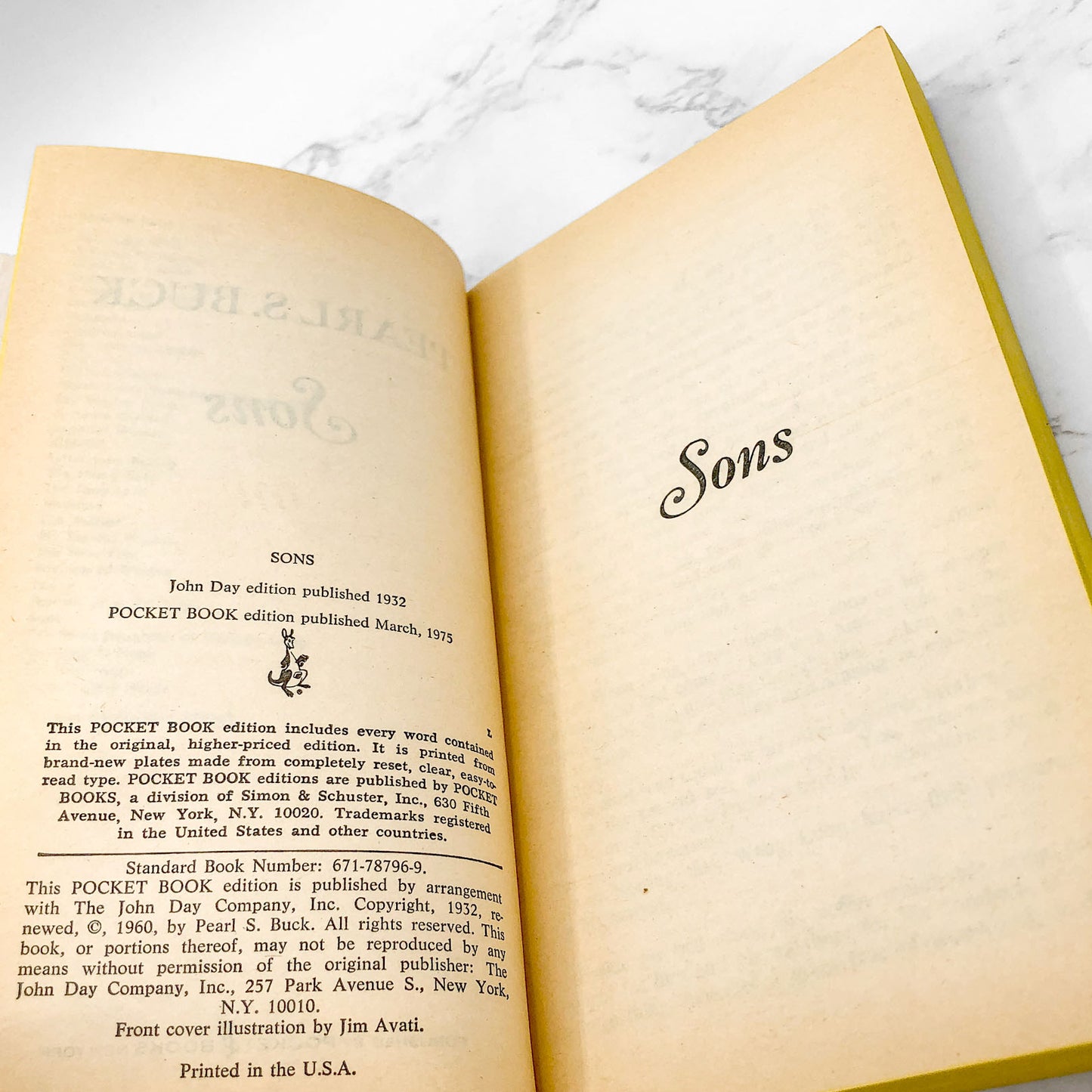 Sons by Pearl S. Buck [FIRST PAPERBACK PRINTING] 1975 • Pocket Books