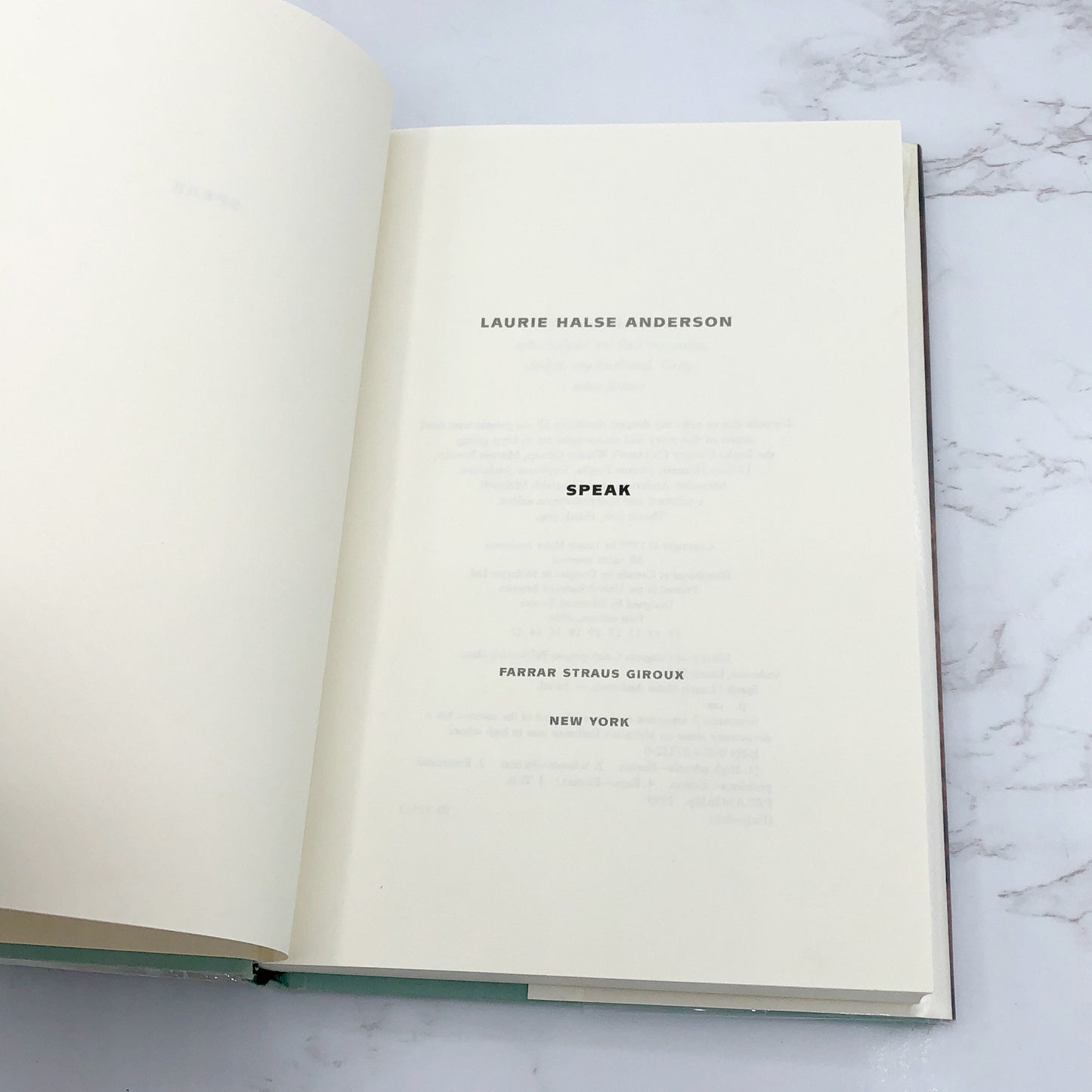 Speak by Laurie Halse Anderson [FIRST EDITION] 1999 • FSG