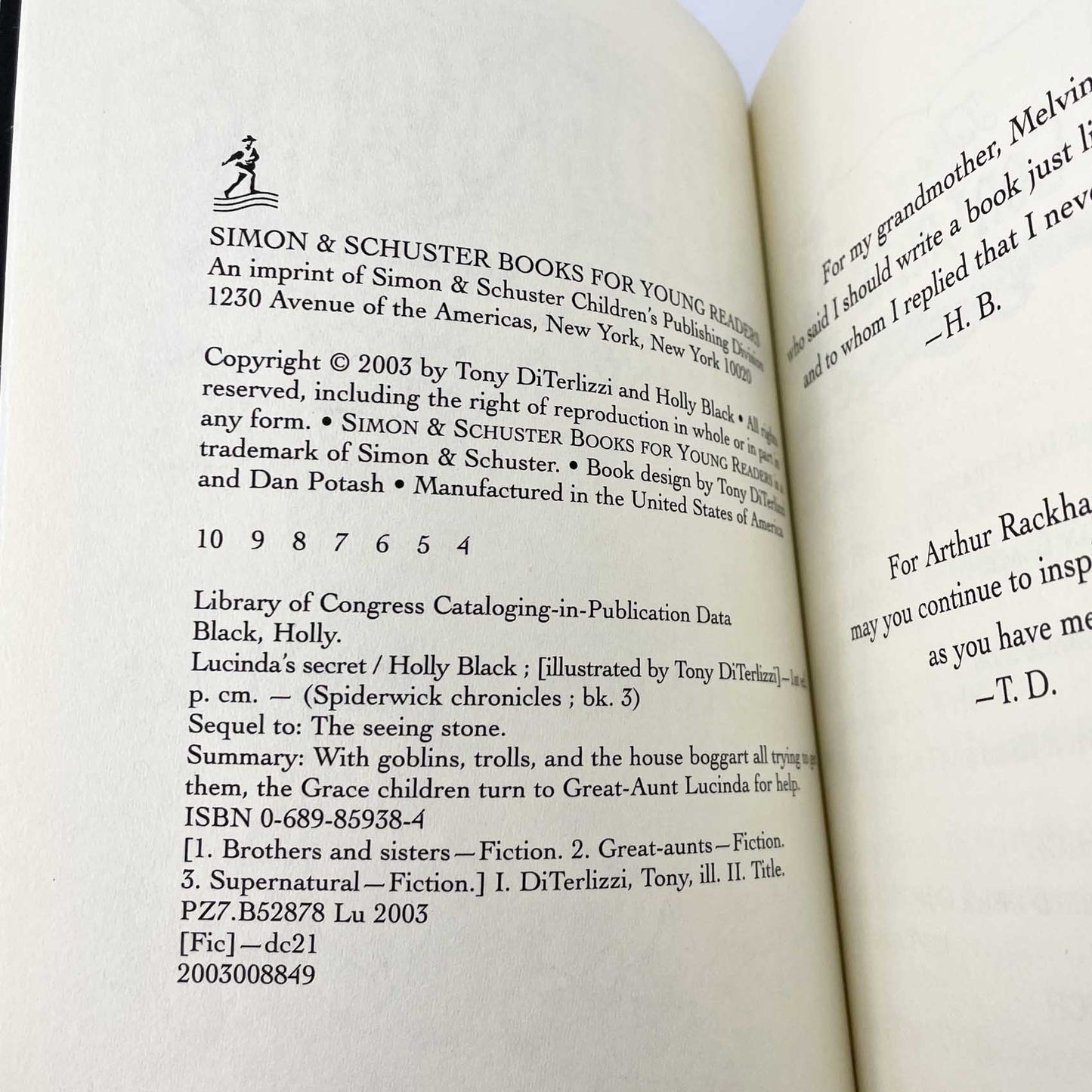 Lucinda's Secret by Tony DiTerlizzi & Holly Black [FIRST EDITION] 2003 • The Spiderwick Chronicles #3