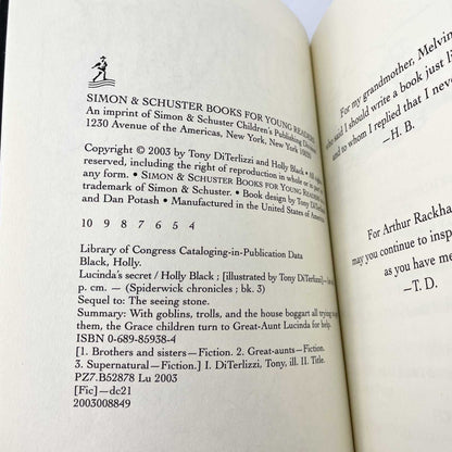 Lucinda's Secret by Tony DiTerlizzi & Holly Black [FIRST EDITION] 2003 • The Spiderwick Chronicles #3