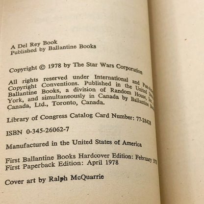 Splinter of the Mind's Eye by Alan Dean Foster [FIRST PAPERBACK PRINTING] 1978 • Del-Rey