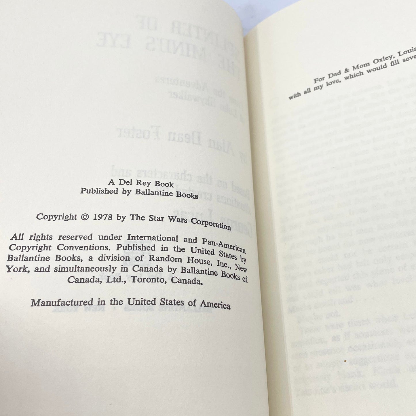 Splinter of the Mind's Eye by Alan Dean Foster [1978 HARDCOVER] • Book Club Edition • Del-Rey