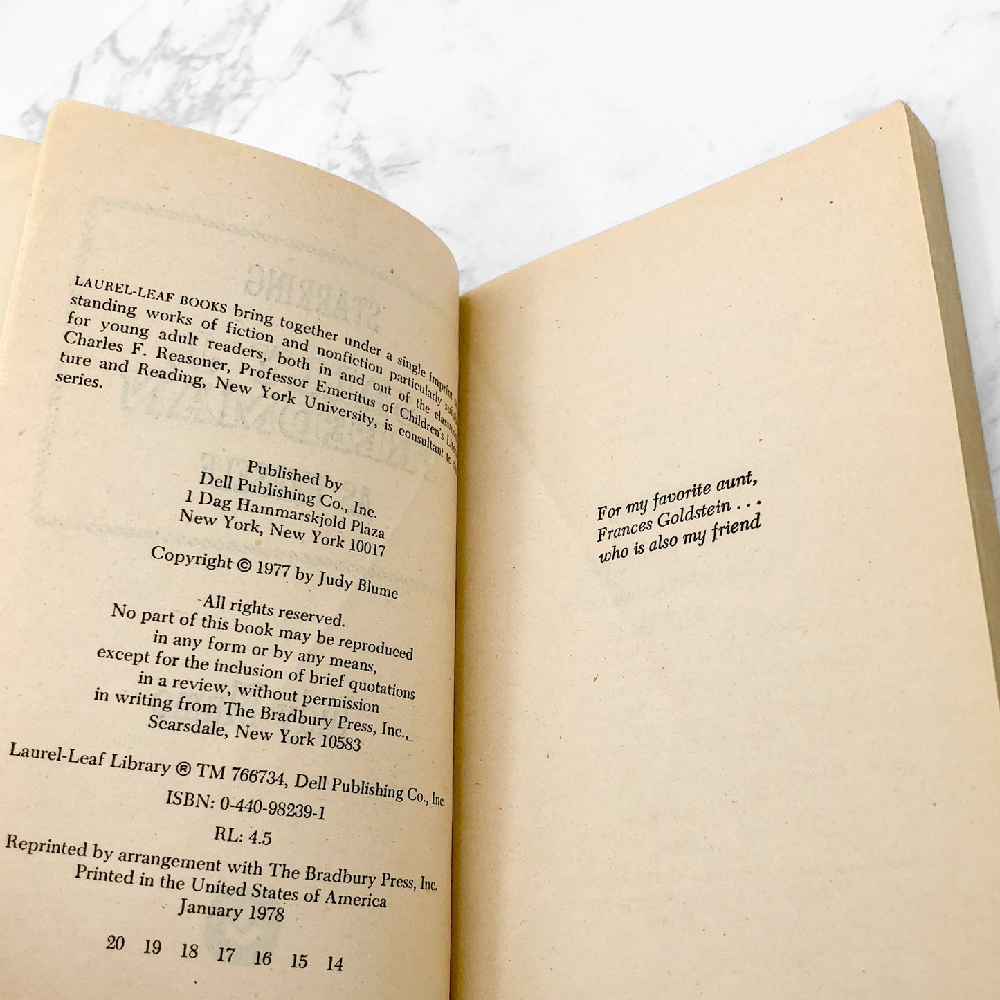 Starring Sally J. Freedman as Herself by Judy Blume [1978 PAPERBACK] • Dell