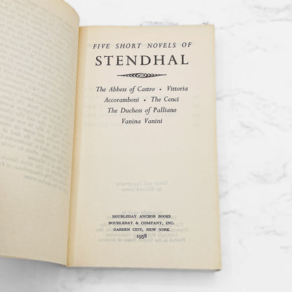 Five Short Novels of Stendhal [FIRST PAPERBACK PRINTING] 1958 • Anchor Books • Edward Gorey Cover