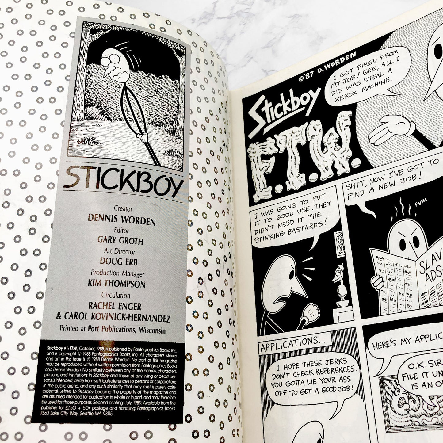 STICKBOY Issues #1-4 by Dennis Worden [FIRST EDITION SET] 1988-1990 • Fantagraphics Books