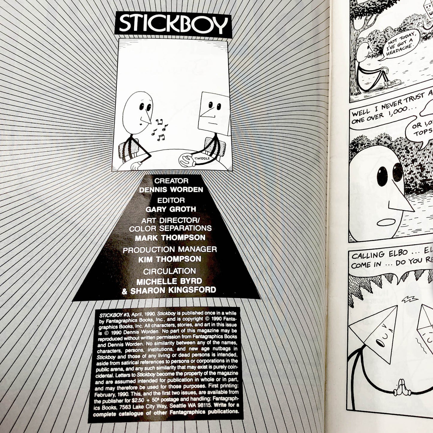 STICKBOY Issues #1-4 by Dennis Worden [FIRST EDITION SET] 1988-1990 • Fantagraphics Books