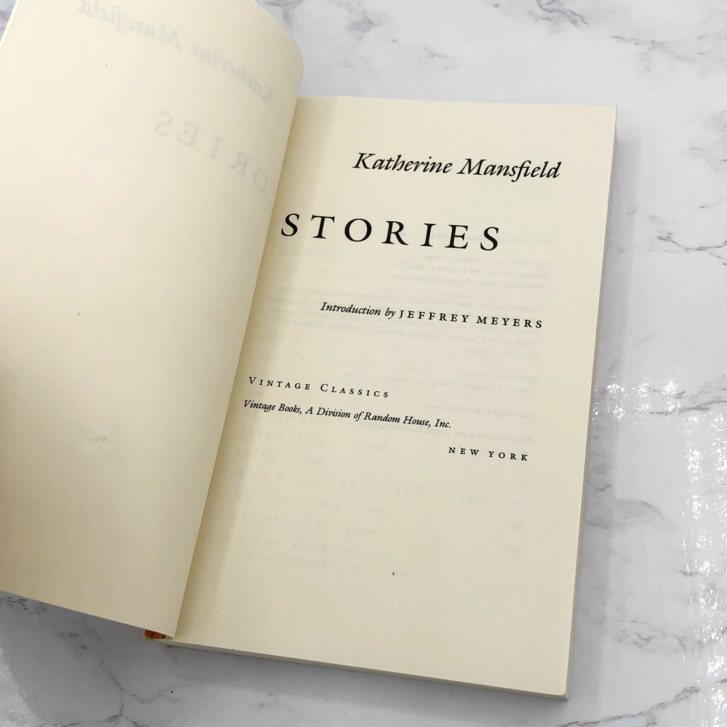 Stories by Katherine Mansfield [TRADE PAPERBACK] 1991 • Vintage Classics