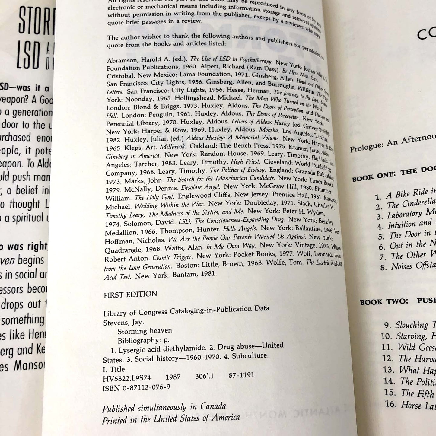 Storming Heaven: LSD and the American Dream by Jay Stevens [FIRST EDITION • FIRST PRINTING] 1987