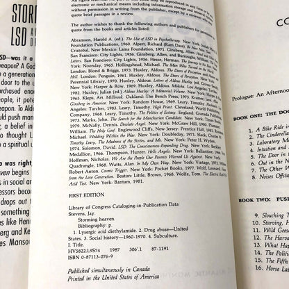 Storming Heaven: LSD and the American Dream by Jay Stevens [FIRST EDITION • FIRST PRINTING] 1987