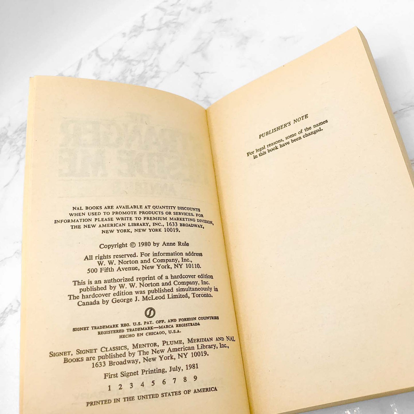 The Stranger Beside Me by Ann Rule [FIRST PAPERBACK PRINTING] 1981 • Signet True Crime