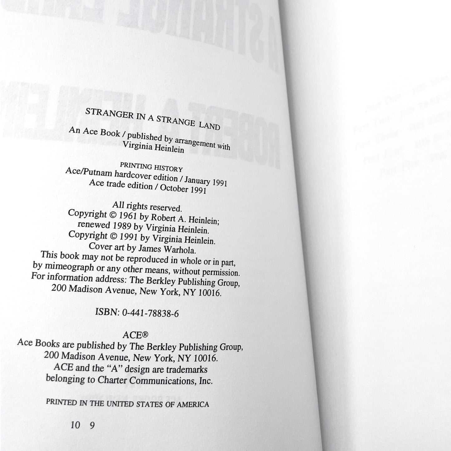 Stranger in a Strange Land UNCUT by Robert A. Heinlein [FIRST EDITION TRADE PAPERBACK] 1991 • Ace