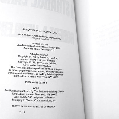 Stranger in a Strange Land UNCUT by Robert A. Heinlein [FIRST EDITION TRADE PAPERBACK] 1991 • Ace