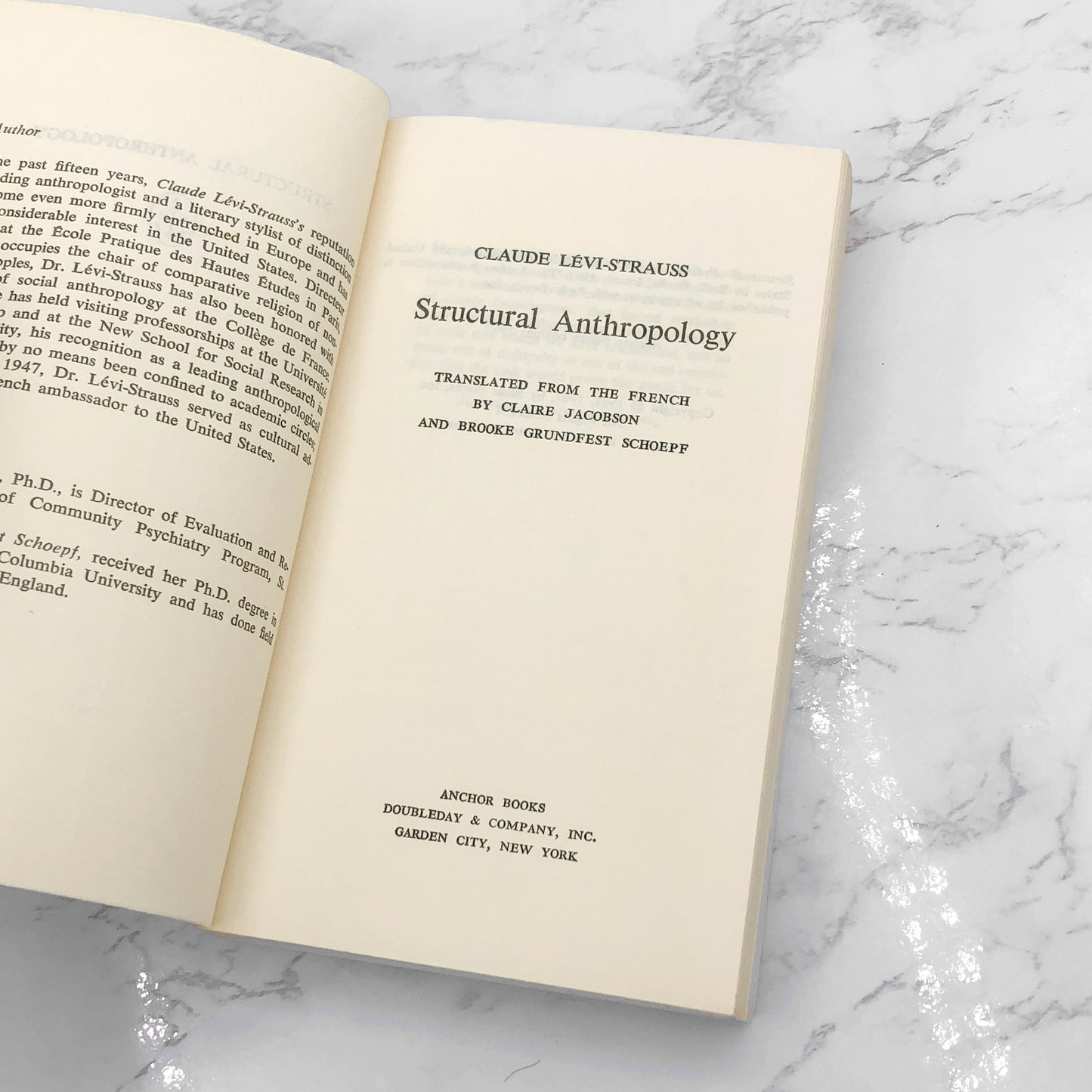 Structural Anthropology by Claude Lévi-Strauss [FIRST PAPERBACK PRINTING] 1967 • Anchor Books