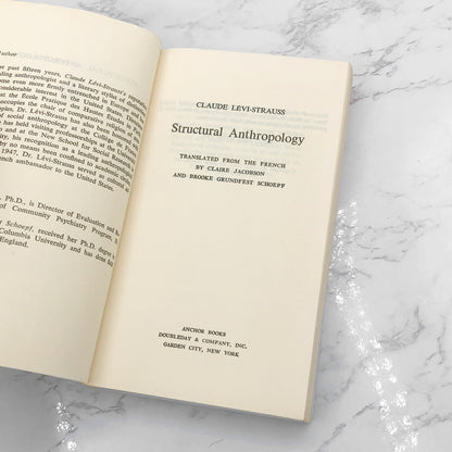Structural Anthropology by Claude Lévi-Strauss [FIRST PAPERBACK PRINTING] 1967 • Anchor Books