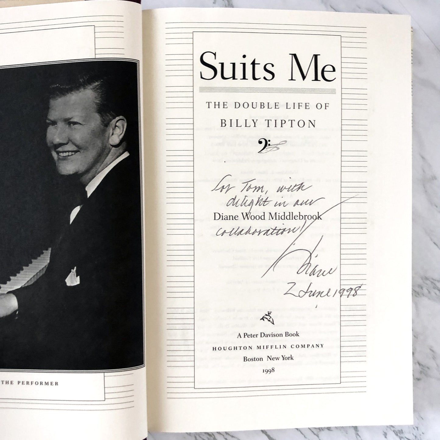 Suits Me: The Double Life of Billy Tipton by Diane Wood Middlebrook SIGNED! [ FIRST EDITION / FIRST PRINTING]