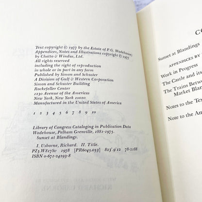 Sunset at Blandings by P.G. Wodehouse [U.S. FIRST EDITION • FIRST PRINTING] 1978 • Simon & Schuster