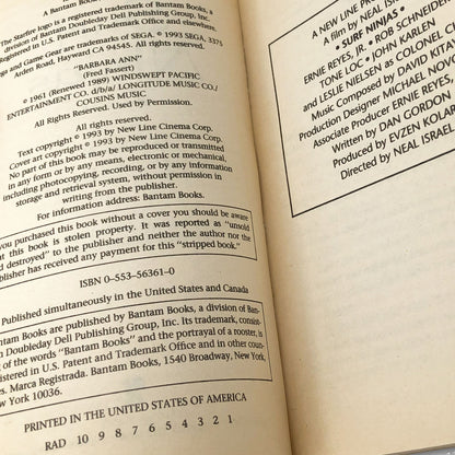 Surf Ninjas : A Novelization by A.L. Singer [MOVIE TIE-IN PAPERBACK] 1993 • Bantam Starfire