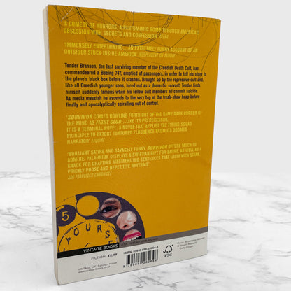 Survivor by Chuck Palahniuk [U.K. TRADE PAPERBACK] 2003 • Vintage Books