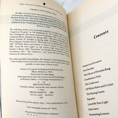 Swimming Lessons & Other Stories from Firozsha Baag by Rohinton Mistry [TRADE PAPERBACK] 1997 • Vintage International
