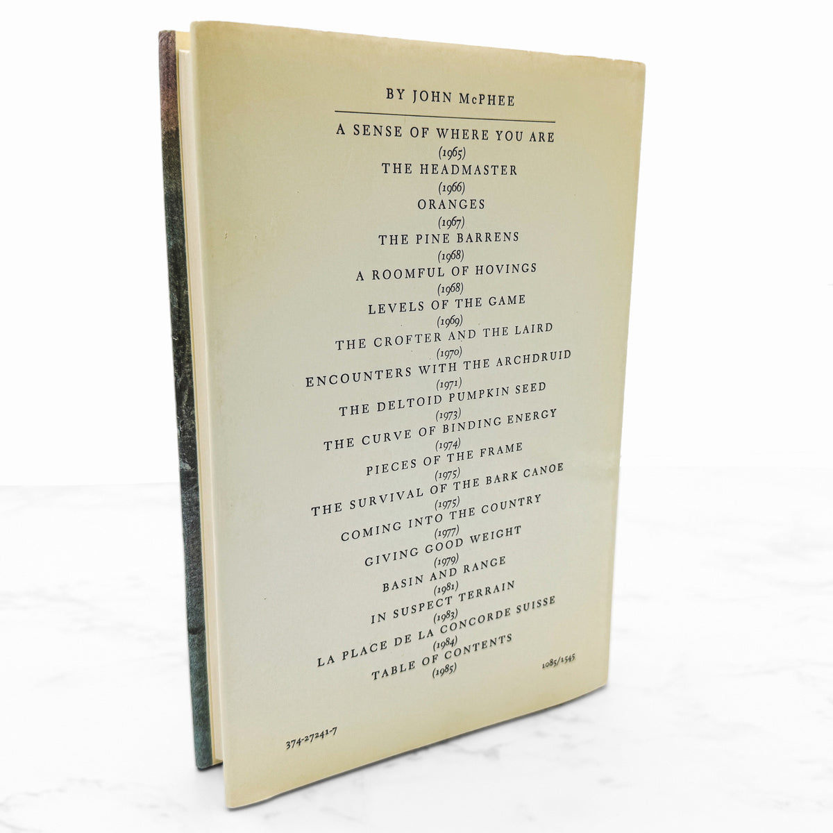 Table of Contents by John McPhee [FIRST EDITION • FIRST PRINTING] 1985 • Farrar Straus Giroux