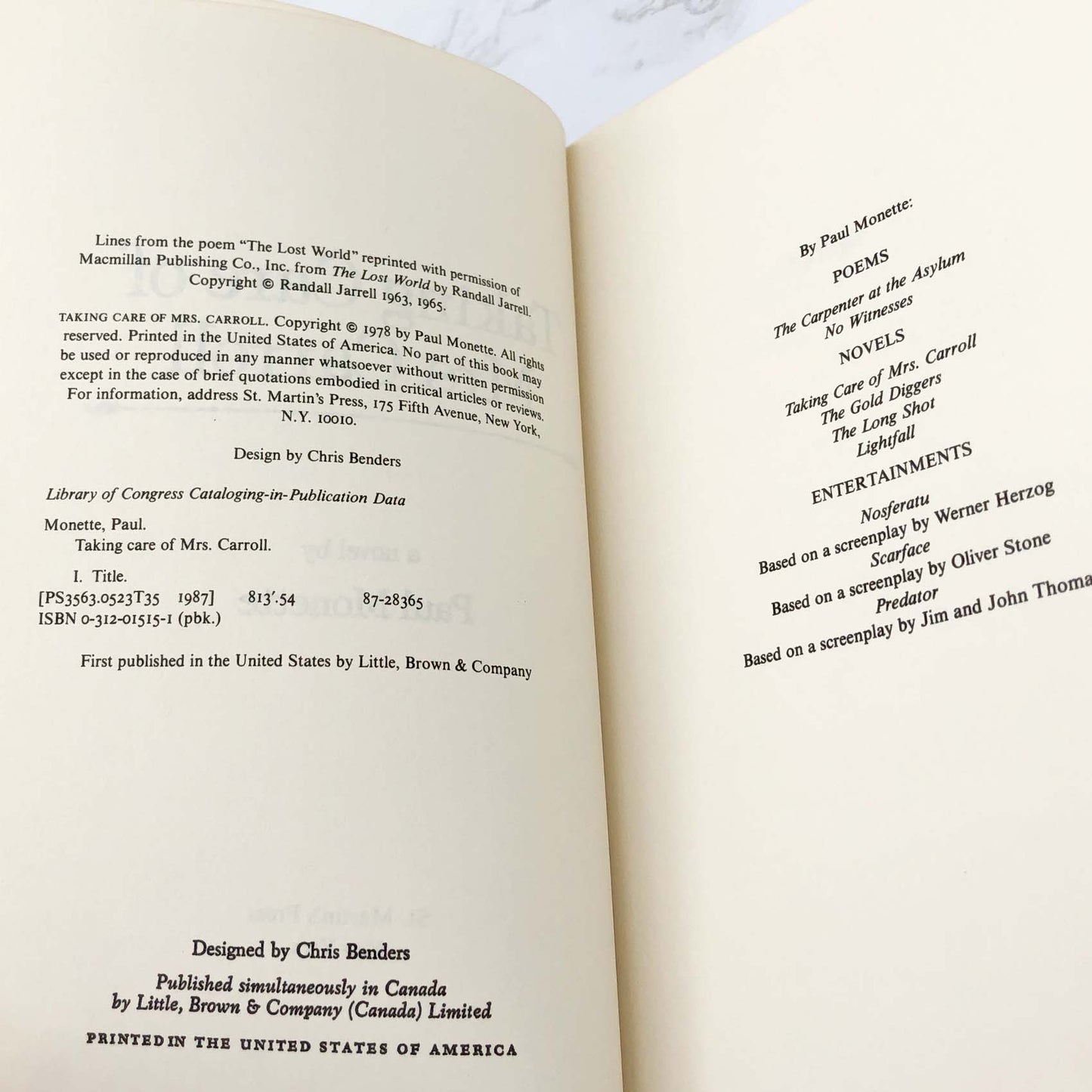 Taking Care of Mrs. Carroll by Paul Monette [TRADE PAPERBACK] 1987 • Stonewall Inn Editions (Copy)