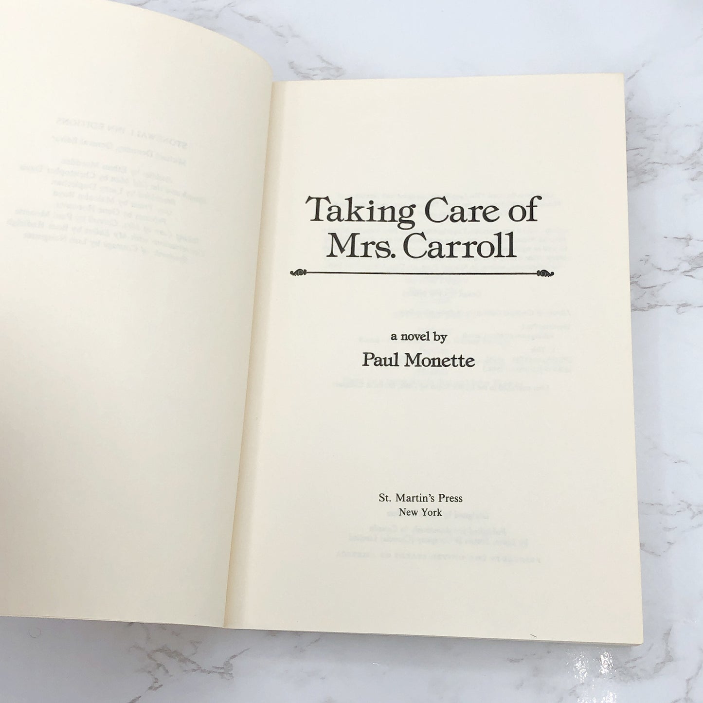 Taking Care of Mrs. Carroll by Paul Monette [TRADE PAPERBACK] 1987 • Stonewall Inn Editions (Copy)