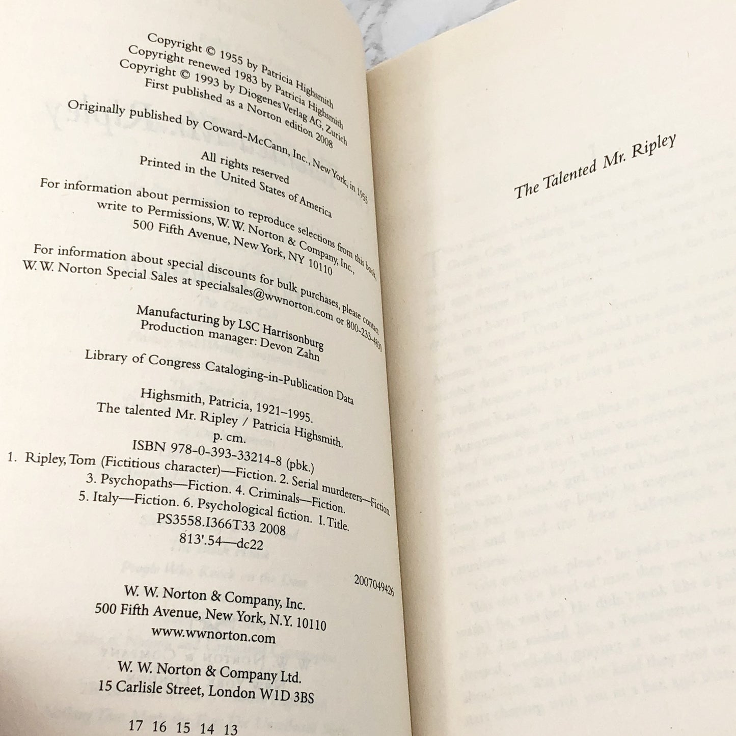 The Talented Mr. Ripley by Patricia Highsmith [TRADE PAPERBACK] 2007 • W.W. Norton