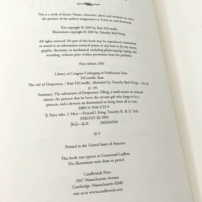 The Tale of Despereaux by Kate DiCamillo [FIRST EDITION] 2003 • Candlewick Press