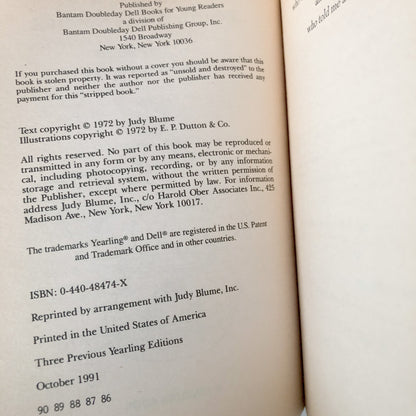 Tales of a Fourth Grade Nothing by Judy Blume [TV TIE-IN PAPERBACK] 1991