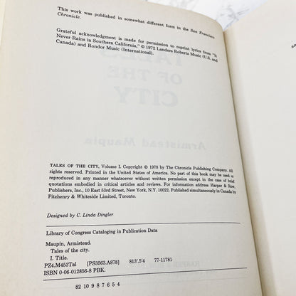 Tales of the City by Armistead Maupin [FIRST EDITION] 1978 • Harper Colophon