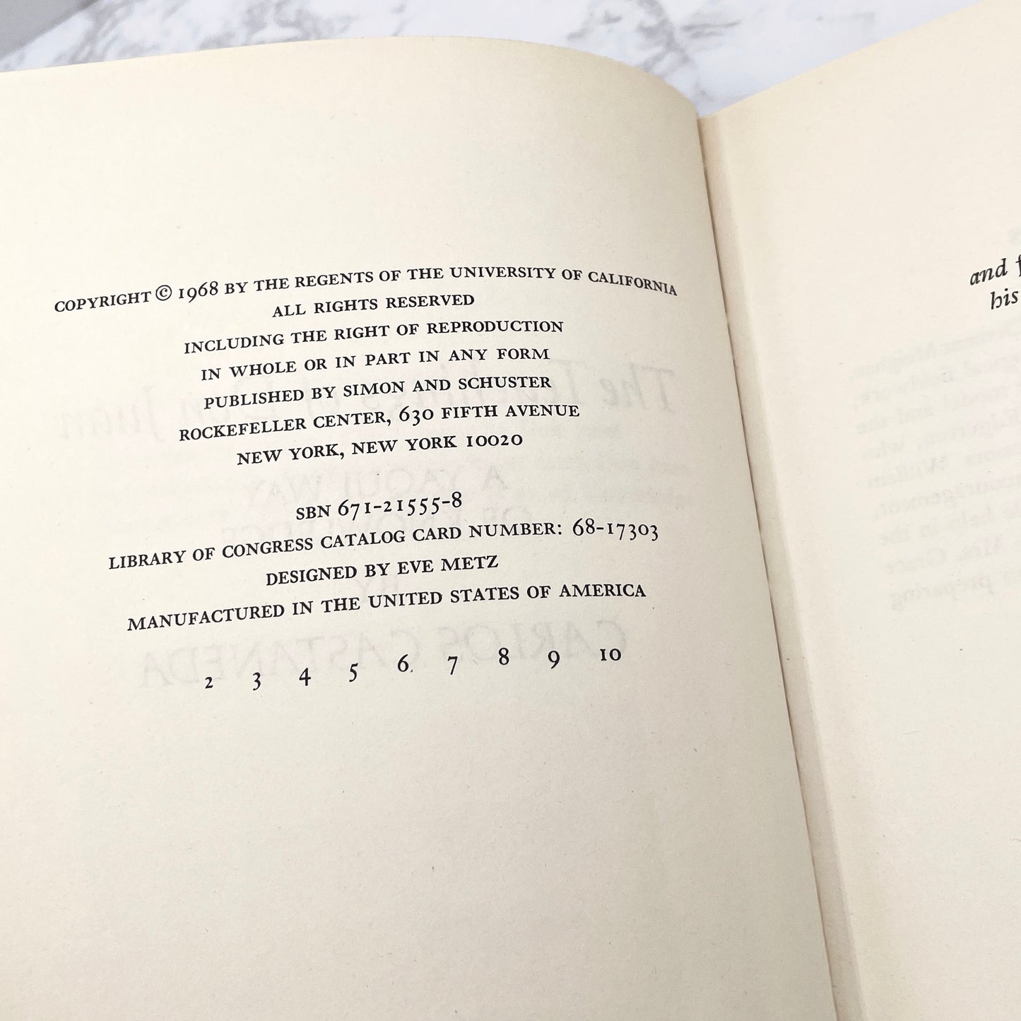 The Teachings of Don Juan: A Yaqui Way of Knowledge by Carlos Castaneda [FIRST EDITION • SECOND STATE] 1973 • 2nd Printing • Simon & Schuster