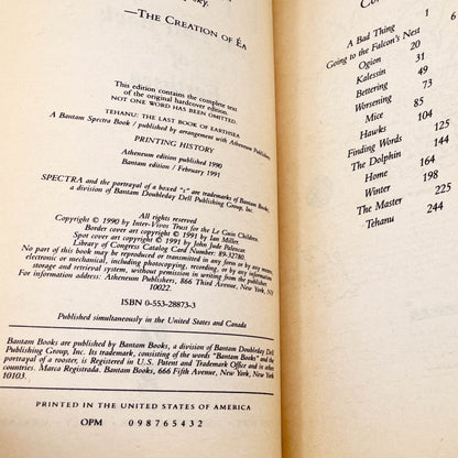 Tehanu by Ursula K. Le Guin [FIRST PAPERBACK EDITION] 1991 • Bantam Spectra • Earthsea IV