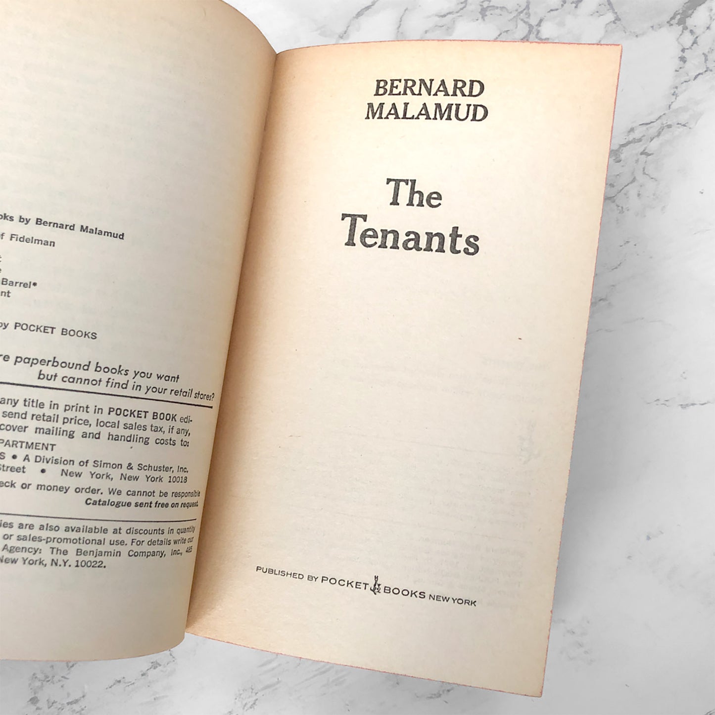 The Tenants by Bernard Malamud [FIRST PAPERBACK PRINTING] 1972 • Pocket Books