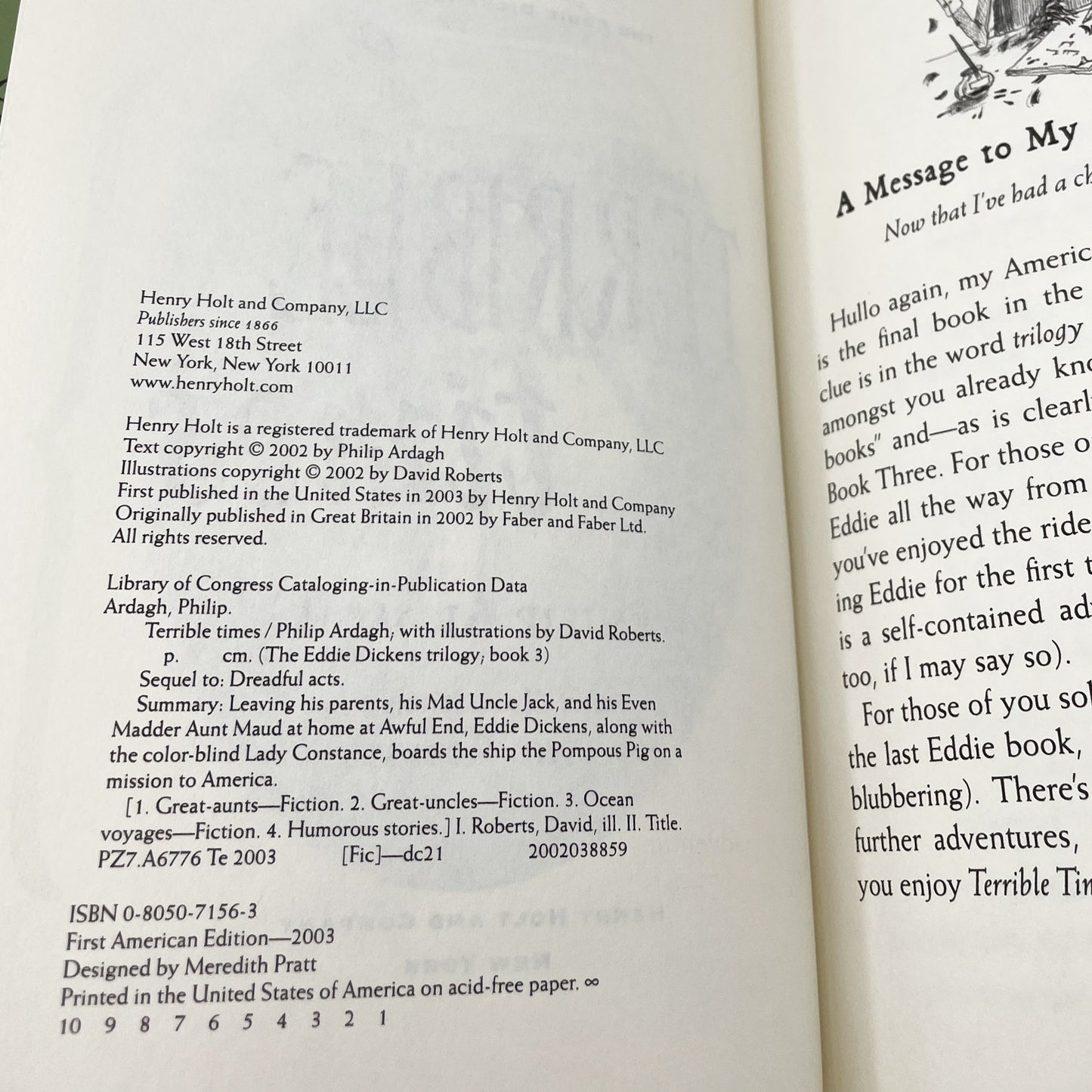 Terrible Times by Philip Ardagh & David Roberts [FIRST EDITION] 2002 • Eddie Dickens #3